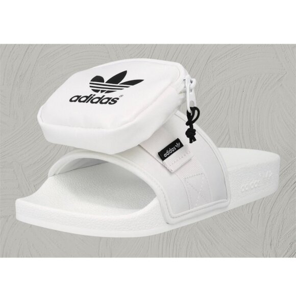 Adidas Pouchylette Slides Shoes White Black Womens Size 8 Rubber Jimmy Jazz New - Picture 3 of 11